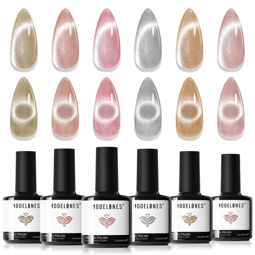 Vista 15 de modelones Imanes de uñas con imán de ojo de gato, ojo de gato, color marrón Juego de imanes de ojo de gato rosa bebé A A A