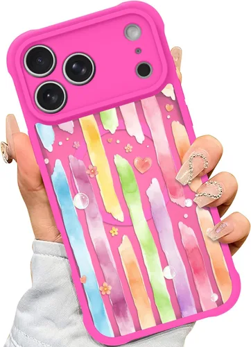 Vista 10 de AIGOMARA Magnetic Case for iPhone 16 Pro, Striped Floral - Black Black - Striped Floral