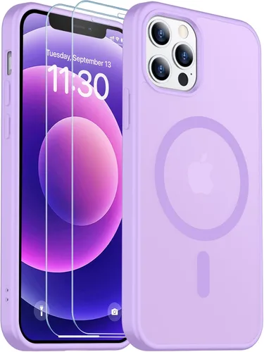 Vista 282 de SPIDERCASE Funda magnética translúcida diseñada para iPhone 11, con 2 protectores de pantalla de vidrio templado, antihuellas, para iPhone 11 de 6.1
