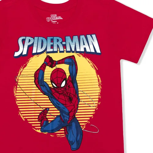 Vista 3 de Marvel Spiderman - Paquete de 2 camisetas para niños pequeños y pequeños, rojogris