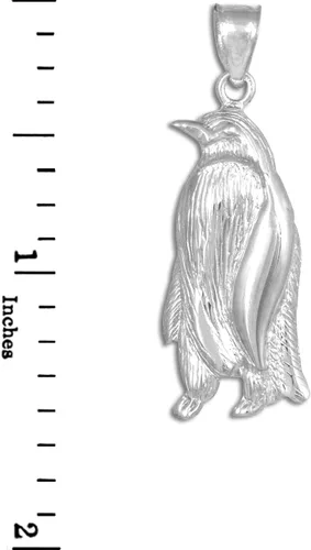 Vista 3 de Collar con colgante de pingüino emperador de plata de ley 925 de Reino de los Animales