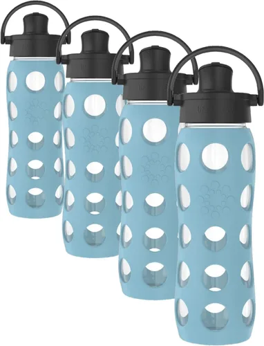 Vista 14 de Lifefactory Botella de agua de vidrio de 16 onzas con tapa abatible activa y funda protectora de silicona, melón Funda protectora de silicona