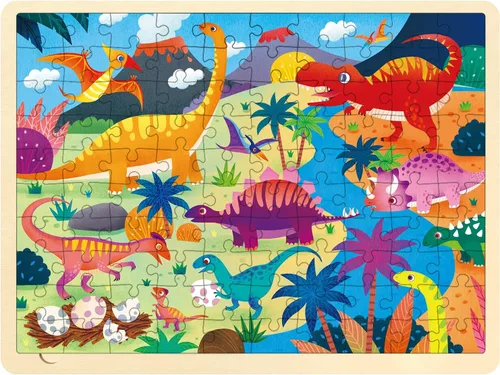Vista 8 de Rompecabezas de 48 piezas para niños de 3 a 5 años, cada pieza es única, rompecabezas de madera de dinosaurio para niños de 3, 4, 5 años