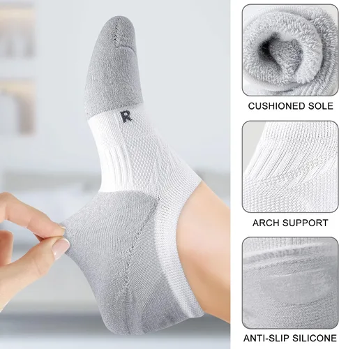 Vista 4 de Gonii No Show Socks - Calcetines de compresión acolchados de corte bajo para mujer, 5 pares