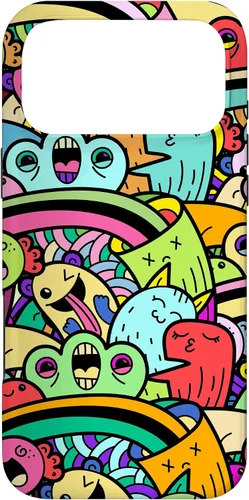 Vista 21 de iPhone 13 Monster Doodle Street Art Pattern, divertido estuche de estilo urbano