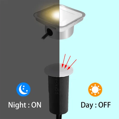Vista 6 de Kit de 8 luces empotrables para cubierta cuadrada IP67, color Blanco cálido