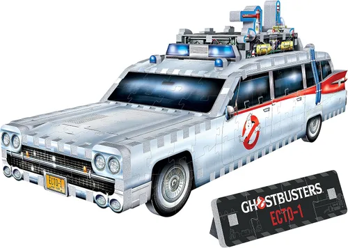 Vista 4 de Wrebbit3D Ghostbusters - Rompecabezas 3D modelo de Ecto 1 280 piezas de rompecabezas Construye el icónico ectomóvil de coche y los fantasmas