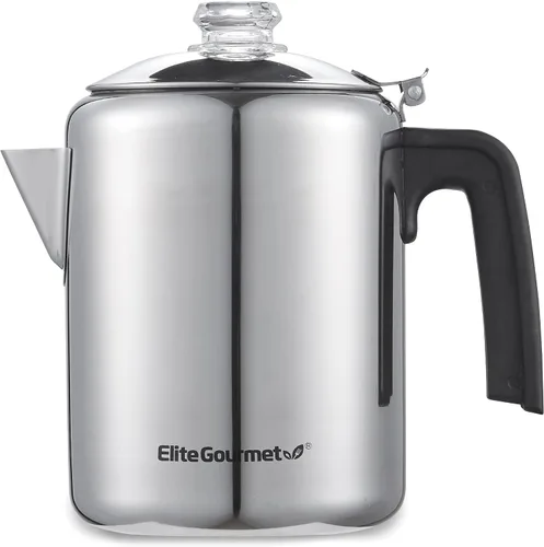 Vista 7 de Elite Gourmet EC924 - Percoladora eléctrica de café sin BPA, mantiene el calor, perilla de progreso de preparación transparente, mango de tacto