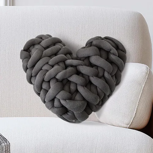 Vista 13 de Almohada anudada nórdica en forma de corazón Almohada decorativa tejida a mano Cojín Cojín Decoración de habitación Aqua
