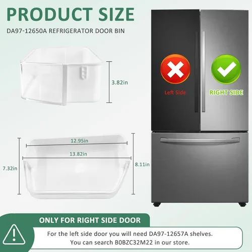 Vista 2 de DA97-12650A Compatible para Sam-sung RF263beaesr RF260beaesr RF261beaesr Rf260beaeww Sam-sung Estante de Puerta de Refrigerador, Lado Derecho