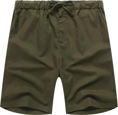 Vista 4 de COOFANDY Mens Linen Short Elastic Waist Drawstring Casual Summer Beach Shorts