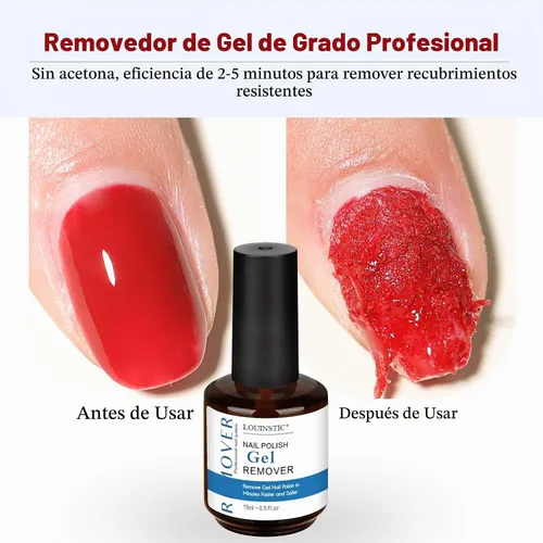 Vista 7 de LOUINSTIC Removedor de esmalte de gel – 0.5 onzas líquidas rápido, sin acetona, elimina fácilmente el esmalte de uñas de gel en 2-5 minutos, baja