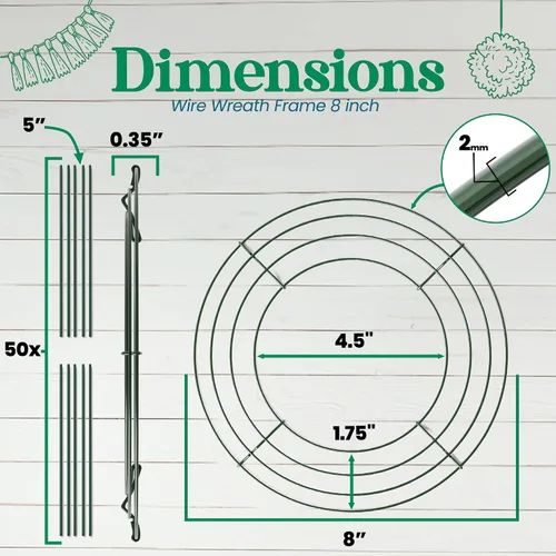 Vista 2 de Paquete de 10 marcos de corona de alambre de 8 pulgadas, forma de corona redonda de metal con diseño de anillo para manualidades, proyectos florales