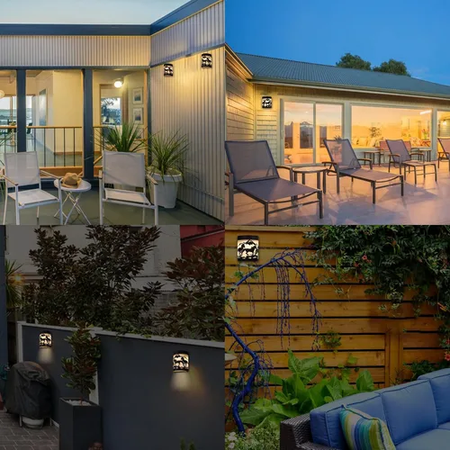 Vista 3 de Luces Solares de Pared con Forma de Caballo, Juego de 2 Luces Solares para Valla Exteriores Impermeables para Escalones de Terraza Valla Garaje
