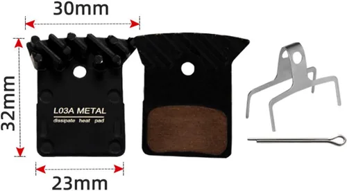 Vista 4 de L03A Pastillas de freno de metal con aleta de refrigeración, compatibles con Shimano DEORE XT M8100, SLX M7100, DURA-ACE R9150, ULTEGRA R8050