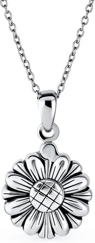 Vista 2 de Collar con colgante de girasol abierto con diseño de flor floral inspiradora diciendo mi sol o mi amor, para mujeres, adolescentes, novia, rosa