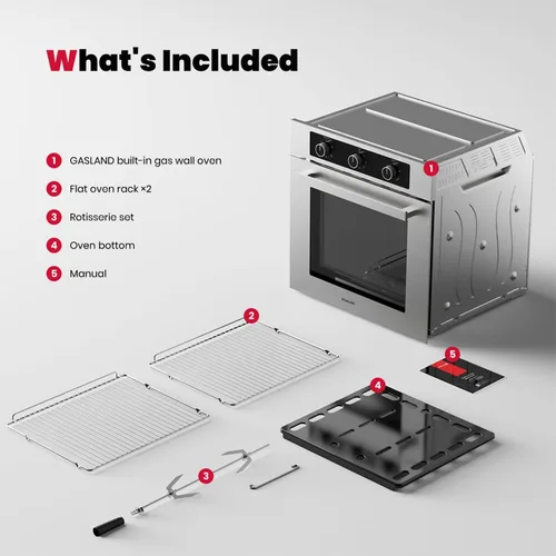 Vista 9 de GASLAND Horno de pared de gas de 24 pulgadas + horno microondas integrado de 24 pulgadas