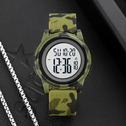 Vista 3 de SKMEI Reloj deportivo digital para hombre, ultrafino, grande, impermeable, con cronómetro, temporizador de cuenta regresiva, función de alarma, luz