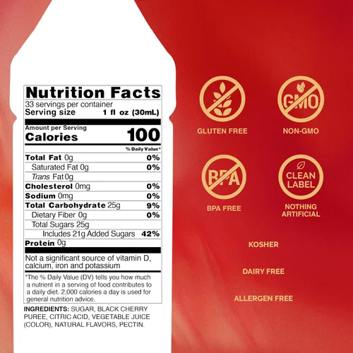 Vista 2 de Monin - Puré de cereza negra, sabores naturales, ideal para tés, limonadas, batidos y cócteles, sin OMG, vegano, sin gluten (1 litro)