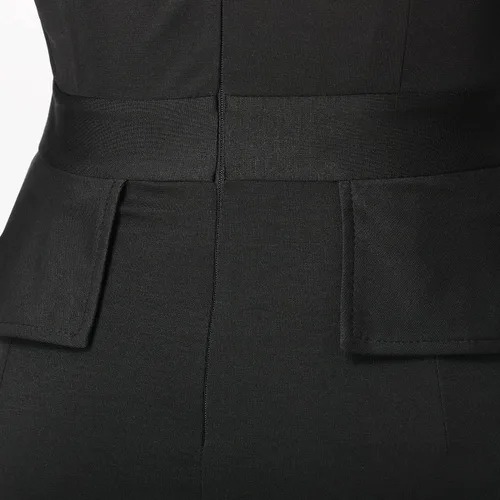 Vista 7 de BLESSUME Church - Vestido ajustado con cuello de banda de masa para mujer color negro péplum
