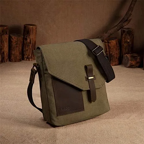 Vista 8 de VASCHY - Bolso bandolera ligero de cuero de lona vintage