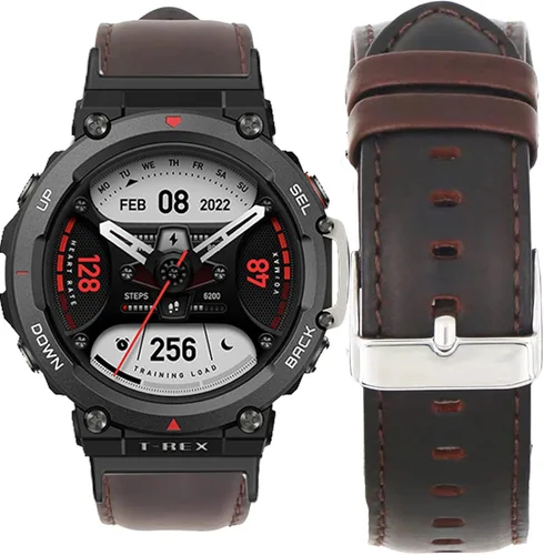 Vista 6 de Lamshaw Compatible con Amazfit T-Rex 2 Band, correa de cuero de silicona transpirable de repuesto para reloj inteligente compatible con Amazfit
