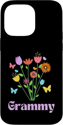 Vista 21 de iPhone 12/12 Pro Grammy Grandma Spring Flowers Pretty Tulips Butterfly Pink Case