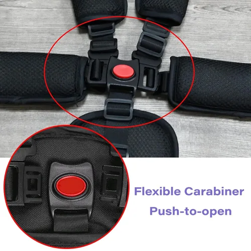 Vista 3 de Correas de asiento universales de 5 puntos, cinturón de arnés ajustable para silla alta, cinturón de arnés con 4 almohadillas para los hombros