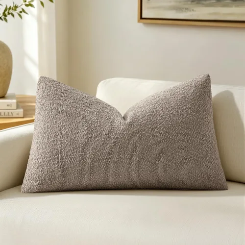 Vista 9 de MIULEE Funda de almohada lumbar con textura Boucle para cama 12x20 Beige