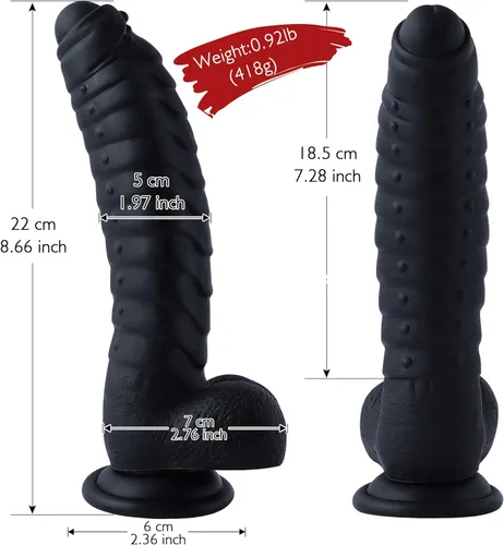 Vista 5 de Consolador grande realista de silicona de 8.66 pulgadas para mujeres, consolador grande con copa de succión fuerte, juguetes para adultos para Negro