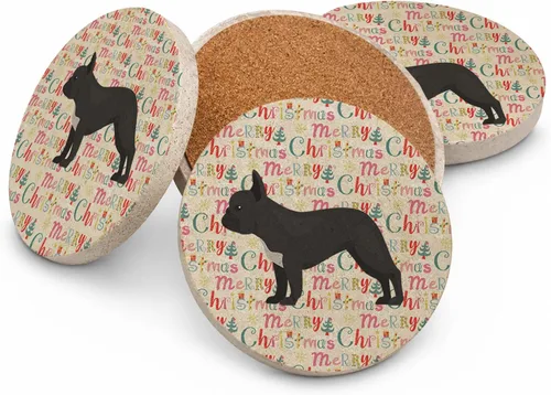 Vista 45 de Abyssinian Sand Terrier Merry Christmas - Posavasos grandes de piedra arenisca (4 unidades)