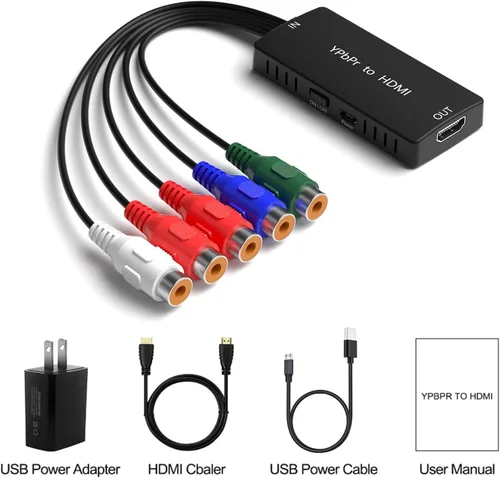 Vista 7 de Convertidor de componentes a HDMI, adaptador YPbPr a HDMI compatible con 1080P/720P compatible con DVD, reproductor de Blu-ray, PS2, PS3, Xbox a