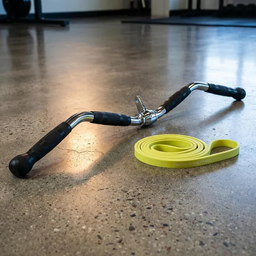Vista 8 de Accesorio de barra dorsal para máquina de cables, barra de curl y pulldown con rotación completa y mango de goma para gimnasio, entrenamiento