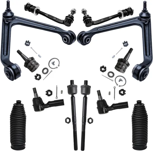 Vista 134 de Detroit Axle – 12 brazos de control superiores e inferiores delanteros con rótulas, barras de unión exteriores e interiores con topes, barras