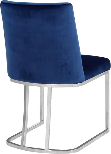 Vista 3 de Meridian Furniture Heidi Collection Modern - Silla de comedor tapizada de terciopelo contemporáneo con marco de metal cromado pulido, juego de 2, 19