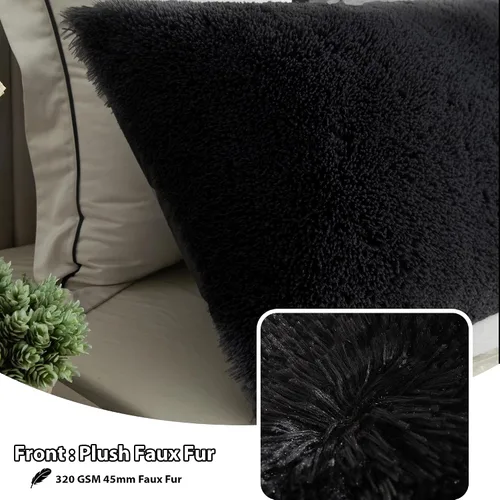 Vista 4 de LIFEREVO Funda de almohada corporal de pelo sintético desgrenado, funda de almohada lumbar súper suave y de pelo sintético para sofá o cama, funda
