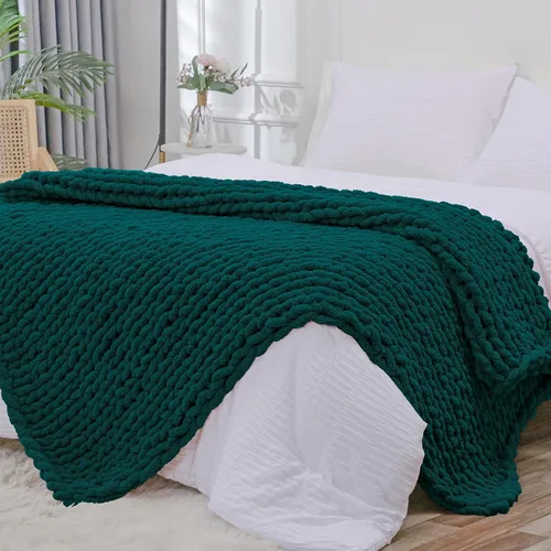 Vista 62 de Bigacogo - Cobija de punto grueso de 40 x 40 pulgadas, de felpilla, 100% tejida a mano, cobija pequeña de punto trenzado suave y grueso, con nudo