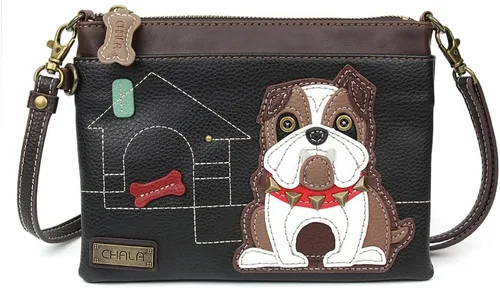 Vista 11 de CHALA Mini bandolera/bolso con correa convertible elegante, compacto, versátil Loro azul - Gris cálido