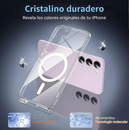 Vista 4 de Funda para Samsung Galaxy S23 con un 200% más fuerte magnético, funda para teléfono S23 con protector de pantalla, protección de grado militar