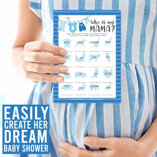 Vista 8 de Hadley Designs Juegos de baby shower para 25 invitados – Juego de trivia para baby shower, cuestionario de rima de guardería y quién es mi mamá