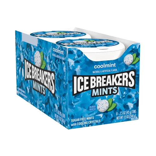 Vista 3 de ICE BREAKERS Coolmint Latas de mentas sin azúcar, 1.5 oz (8 unidades)