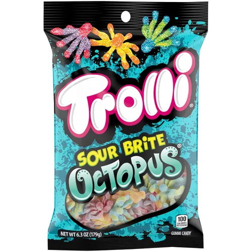 Vista 4 de Trolli Gusanos de gomita de pulpo Sour Brite, 4.25 onzas
