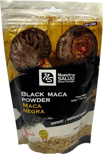 Vista 3 de Paquete de polvo de raíz de maca negra (14.11 oz) Desata el poder de la maca negra peruana gelatinizada Raiz de Maca Negra en Polvo