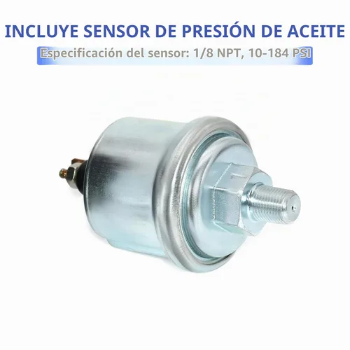 Vista 5 de Medidor de presión de aceite de 2 pulgadas = 52 mm con kit de emisor LED azul digital para automóvil de 12V (negro)