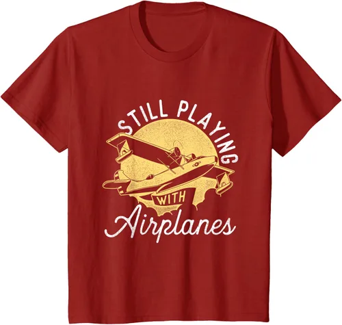 Vista 66 de Still Playing With Airplanes - Camiseta de control remoto RC Avión Piloto, Negro