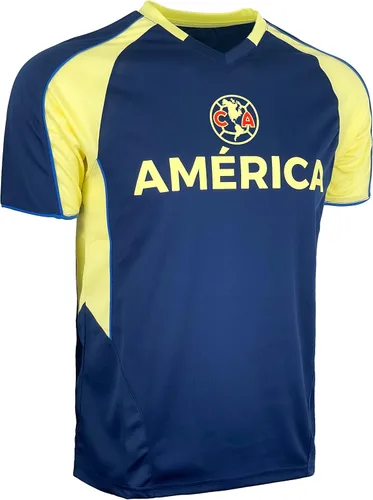 Vista 3 de Camiseta Club America para hombre, camiseta de fútbol de manga corta, camiseta con licencia de Club America Navy