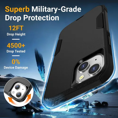 Vista 5 de jaroco Funda para iPhone 13 y Funda para iPhone 14 y Funda para iPhone 15 [Protección de Servicio Pesado][Protección contra Caídas de Grado