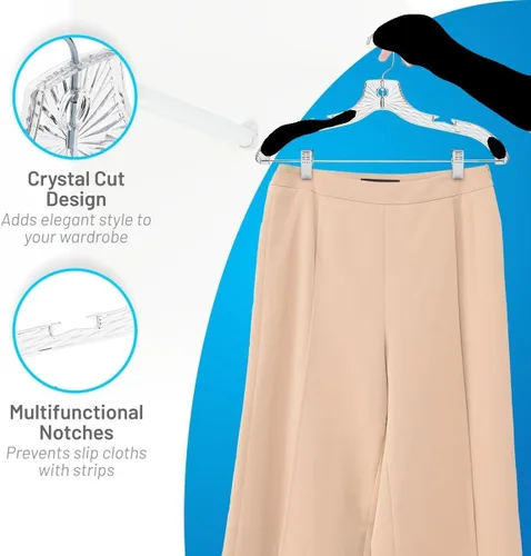 Vista 8 de HARDW Perchas para ropa con clips de plástico, juego de 12 unidades, perchas resistentes para vestidos, camisetas, camisas, trajes, perchas