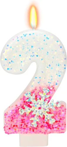Vista 22 de Velas de cumpleaños con temática de nieve, suministros de fiesta de cumpleaños de invierno, decoración de pastel número 0 de 2.76 pulgadas (número 0)