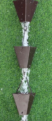 Vista 9 de KAM Home - Cadena de lluvia de copas cuadradas cónicas de bronce con kit de instalación (negro, 8.5)